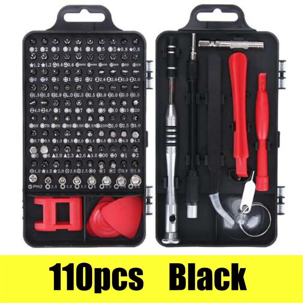 110 in 1 black Vastar 115 в 1 Набор отверток мини Прецизионная отвертка Torx для Iphone huawei Ipad компьютер мобильный телефон ремонт ручные инструменты - Цвет: 110 in 1 black
