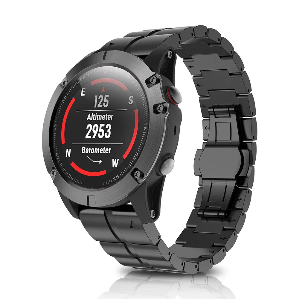 Ремешок для часов Garmin Fenix, зажигалка, жесткий титановый сплав, быстроразъемный, роскошный Wirstband для Garmin Fenix 5X - Цвет: Black
