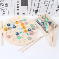kids early educational montessori toys clip beads fishing multi functional learning letter educational wooden toy children gifts