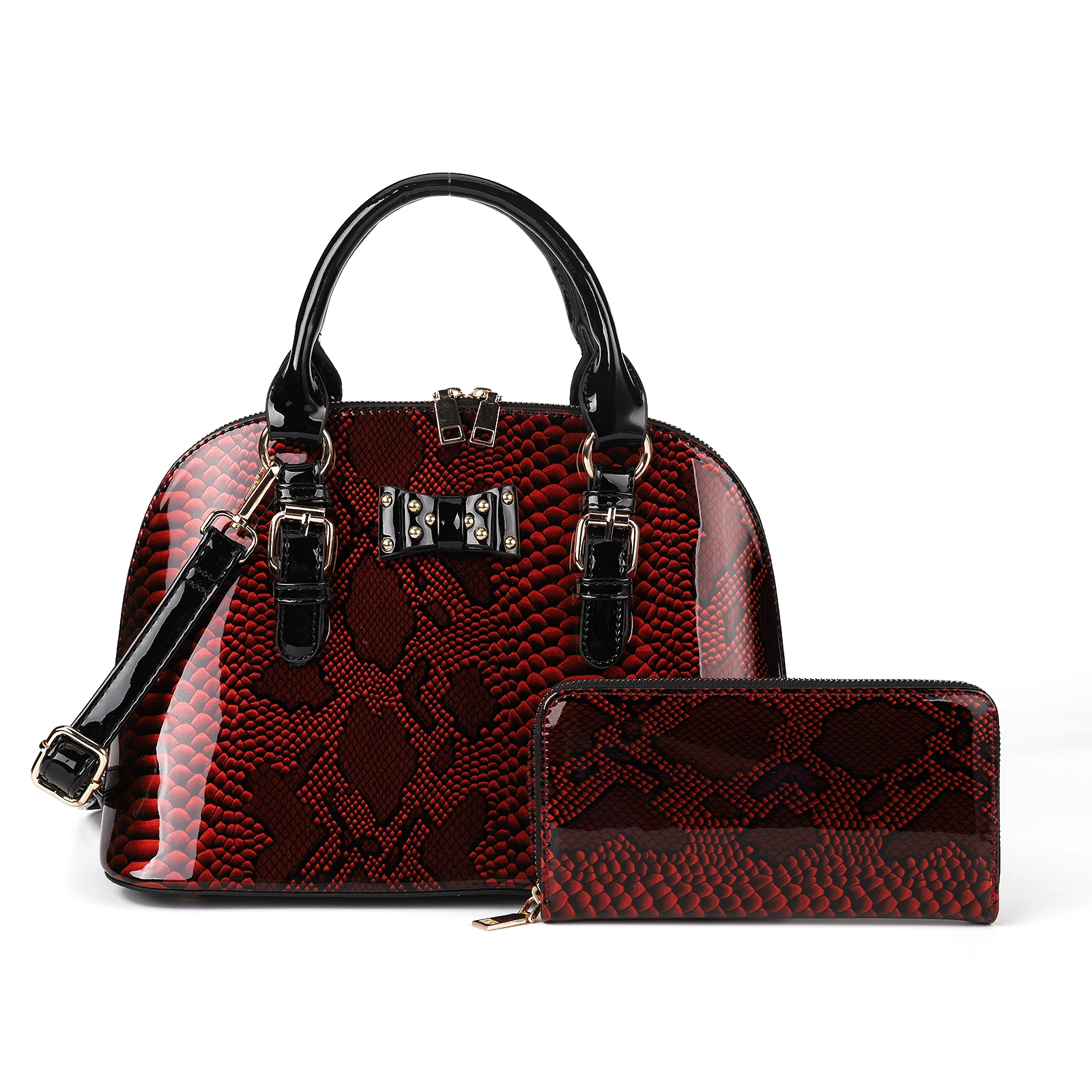 

2021New 2PS Patent Leather Bright Surface Women's Top-Handle Snake Skin Pattern Handbag Lady Shoulder bag/VK5614