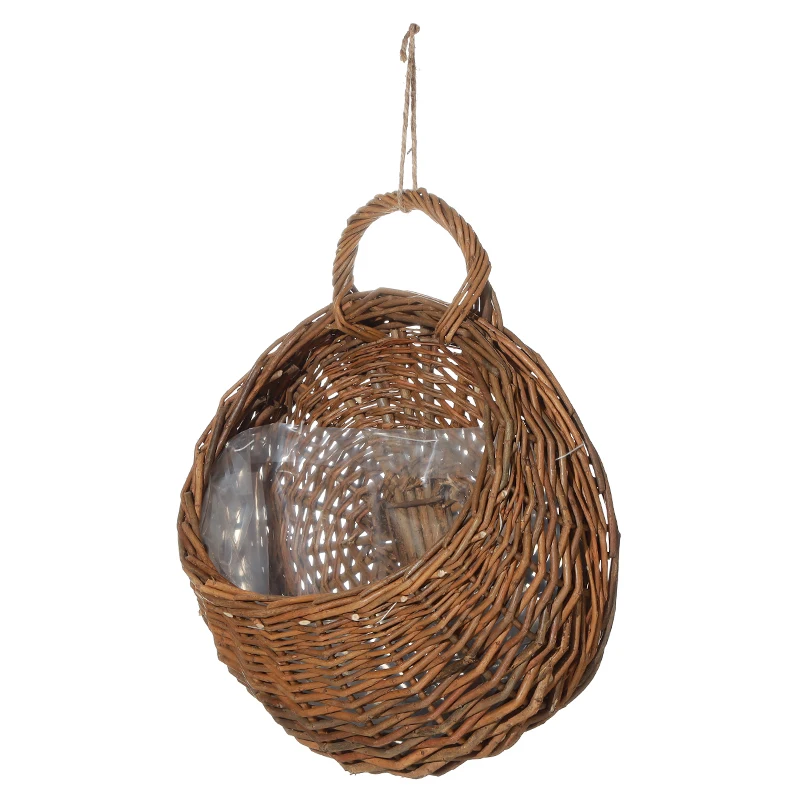 

Wall Plant Basket Planter Hanging Vase Hand Made Wicker Rattan Flower Basket Green vine Garden For Pot