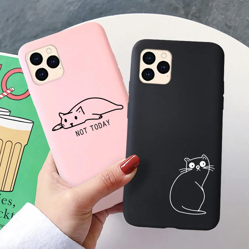 

Silicone Case For iPhone XR 11 12 Pro 7 6 6S 8 PlusXS Max X SE 2020 Case Cute Cat Animals iPhone11 iPhone12 Mini Candy TPU Cover