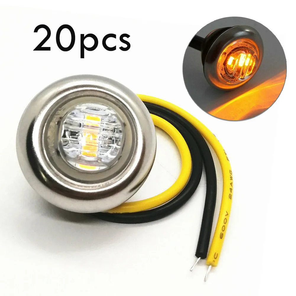 

Waterproof LED Side Marker Light 2-wire 20PCS Bullet Car Useful Durable