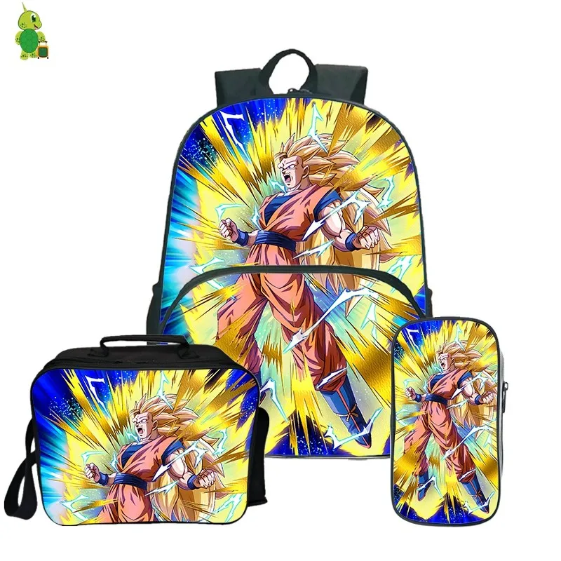 Dragon Ball Z Broly рюкзак Карандаш Чехол школьные сумки для подростков, для мальчиков и девочек, обед рюкзак 3 шт./компл. Детский рюкзак для путешествий