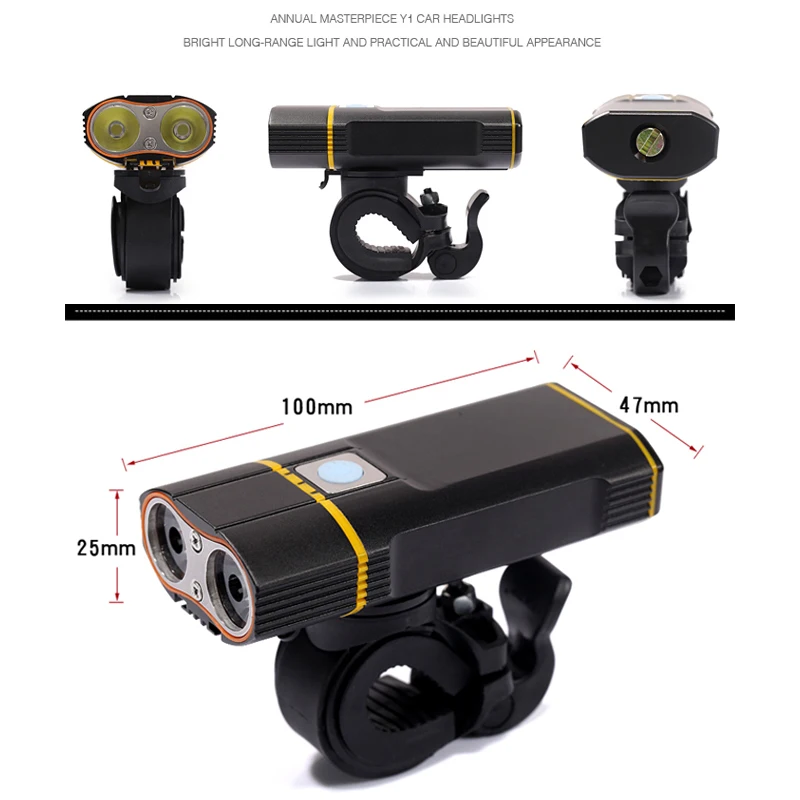 

6000LM Bicycle Light 2x XML-L2 LED Bike Light With USB Rechargeable Battery Cycling Front Light +Handlebar Mount