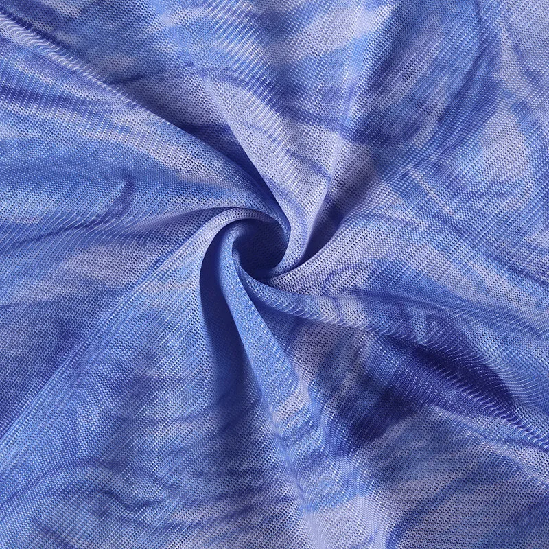

2021 Summer New Fashion Tie-dye Mesh Hollow See-through Thin Shoulder Straps Halter Lace-up Tight-fitting Long Skirt Dress
