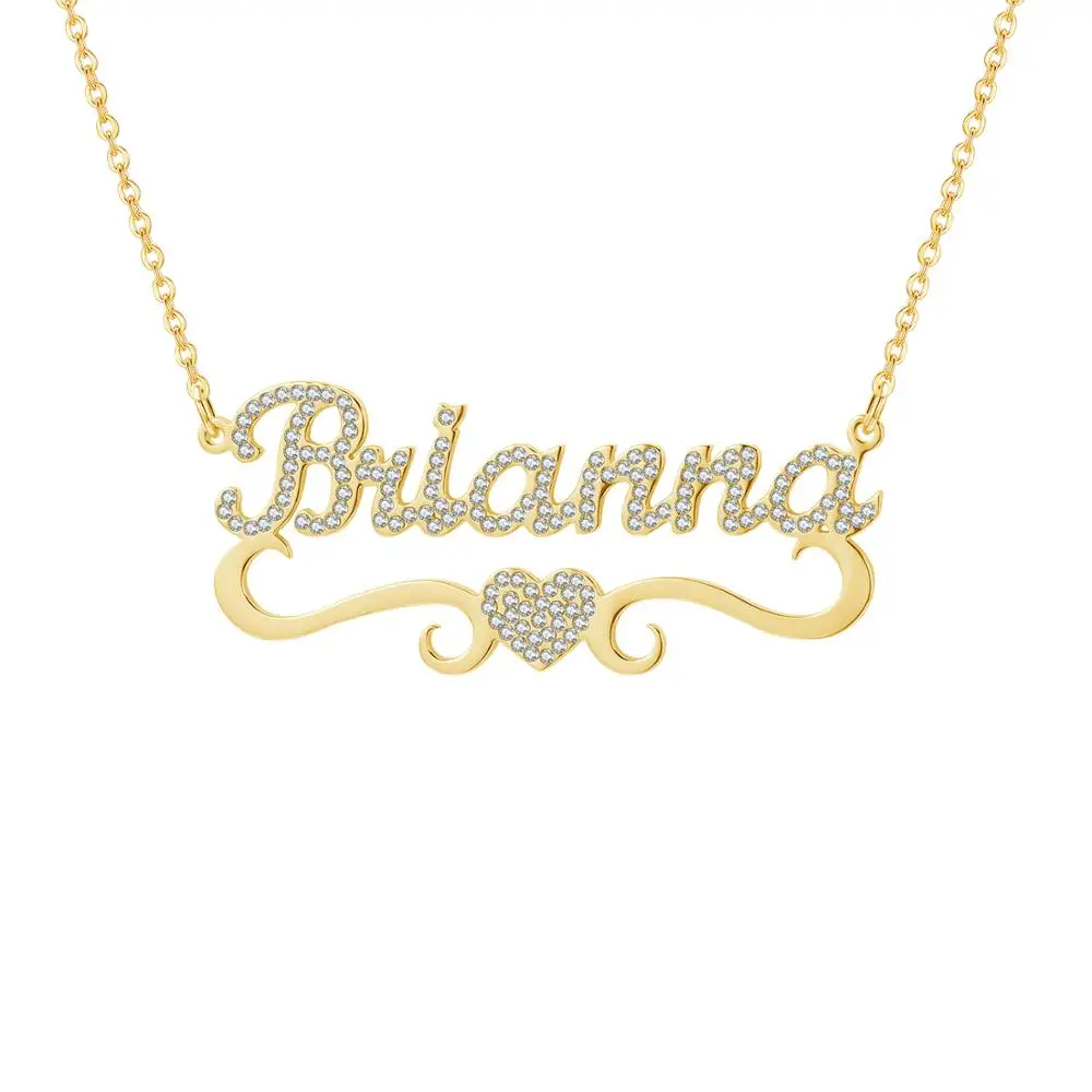

Zciti Personalized Name Necklace and Pendant Heart Shaped Bling Jewelry Iced Out Initial Necklace Customized Lady Name Necklace
