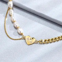 2021 gift new fashion heart pearl necklaces for women jewelry natural freshwater pearl chokers necklace high quality wholesale