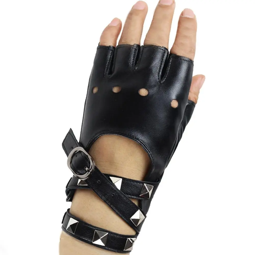 1 пара панк женщин заклепки половина пальца из искусственной кожи для мотоцикла