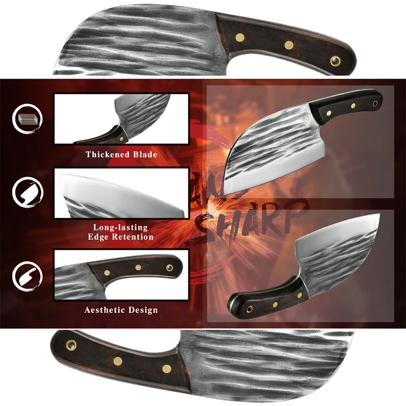 

6'' Hanamde Cleaver Knife Traditional Chinese Kitchen Knife High Carbon Ultra Sharp Blade Chef Knife Cutlery Gift Grandsharp