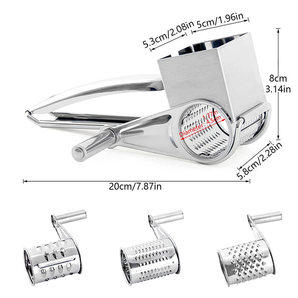 

Four-Piece Stainless Steel Multi-function anti-falling Manual Rotating Cheese Grater Garlic Ginger Shredder Kitchen Accessories