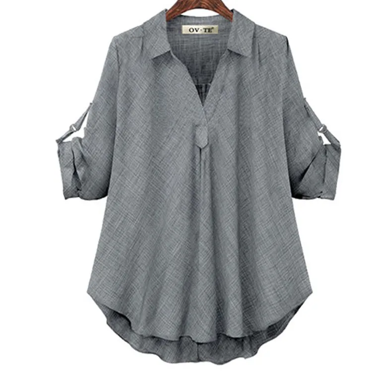 

New Women Summer Autumn Casual Basic Blouse Top Shirt Plus Size L~4XL