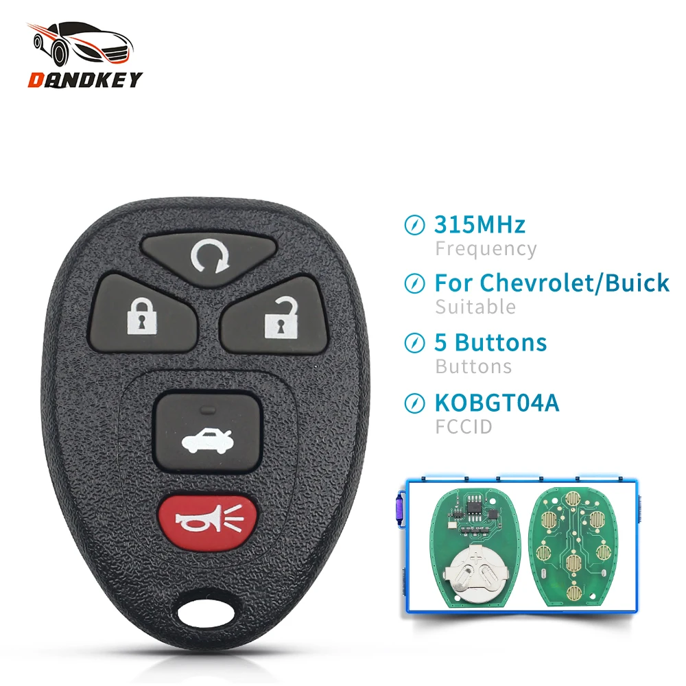 Dandkey KOBGT04A Fob 5 кнопок 315 МГц дистанционный ключ для Buick и Chevrolet Tahoe подача GMC 2007 2008 2009