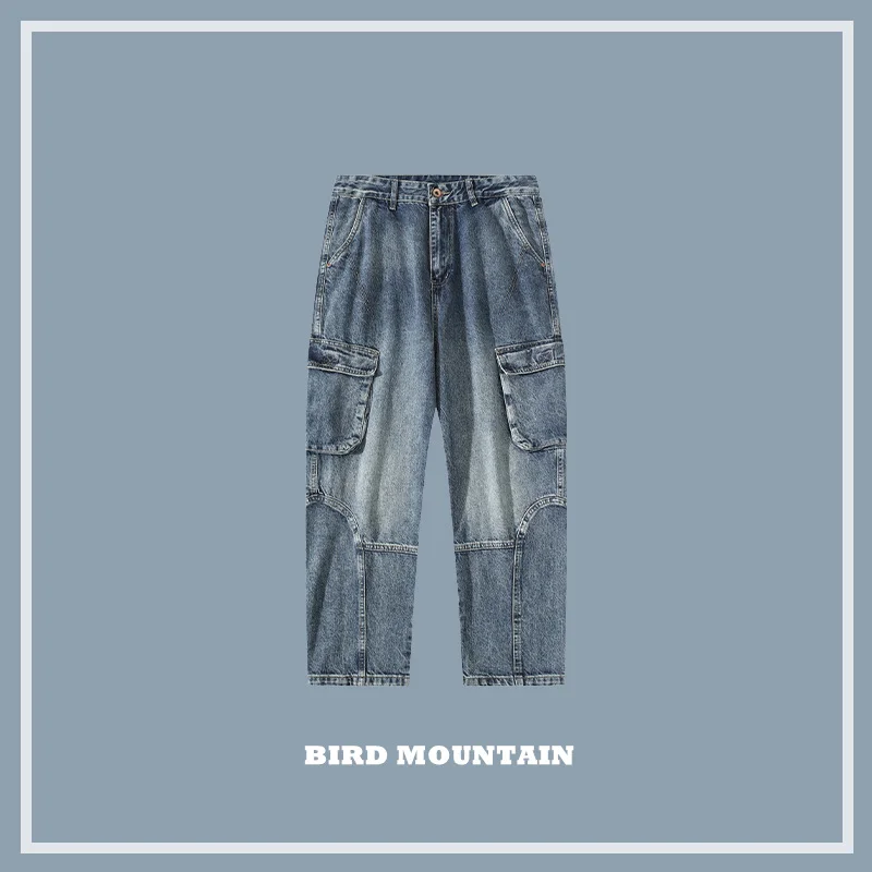 

Japanese Streetwear High Quality Straight Jeans Spring Casual Old Cargo Pants 2021 Fashion Harajuku Trousers Men Clothing