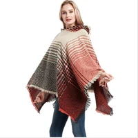 2020 pullover cape women hooded sweater tassel striped cloak knitting poncho capes batwing sleeves shawls winter autumn female