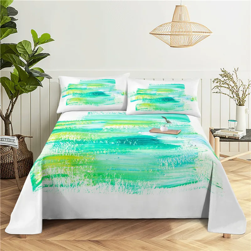 

Color Painting 0.9/1.2/1.5/1.8/2.0m Digital Printing Polyester Bed Flat Sheet With Pillowcase Print Bedding Set