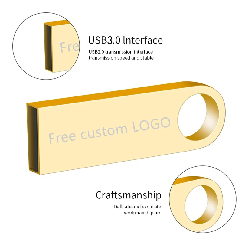 Metal usb flash drive usb 2.0 flash memory stick 64GB 128GB high speed u disk 8GB pen drive 16GB pendrive 32GB free custom logo