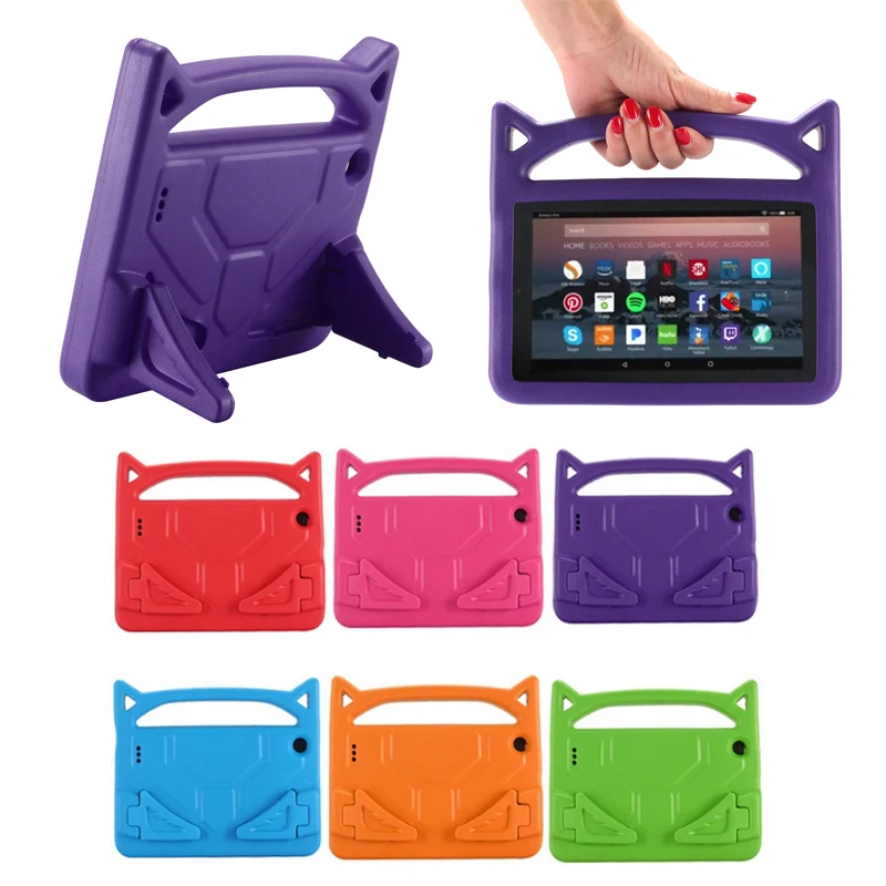 Противоударный Детский защитный чехол с кошачьими ушками для Amazon Kindle Fire HD 8 2016/2017