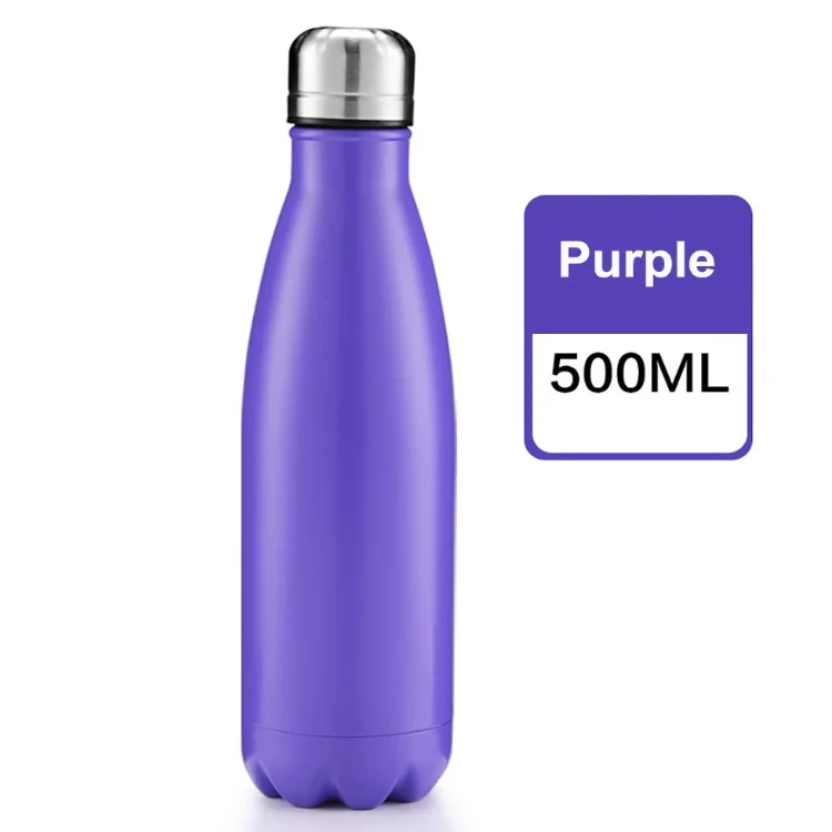 Purple Вакуумная бутылка 17 унций в форме колы, бутылка с двойными стенками из нержавеющей стали, бутылка для воды, спортивные напитки, холодная и горячая - Цвет: Purple