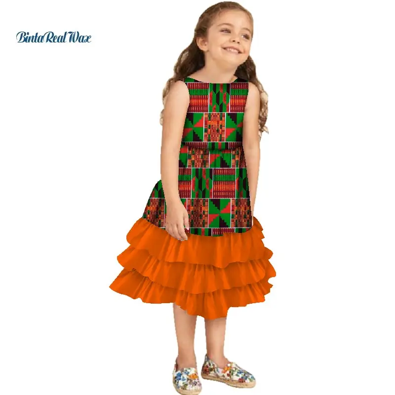 Милые многослойные платья с оборками для девочек Детские принтом в африканском