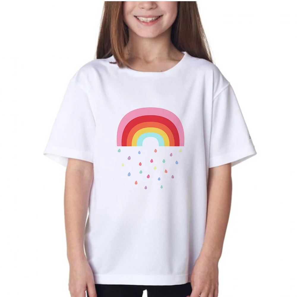 

Beautiful Rainbow rain Cartoon Printed Children's Clothing Kids T-shirt High Quality Brands Tops Fine Baby Girls Boys T-shirts