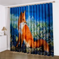 3d print curtains red fox window curtains modern animal curtains for living room window drapes home room colorful decor curtain