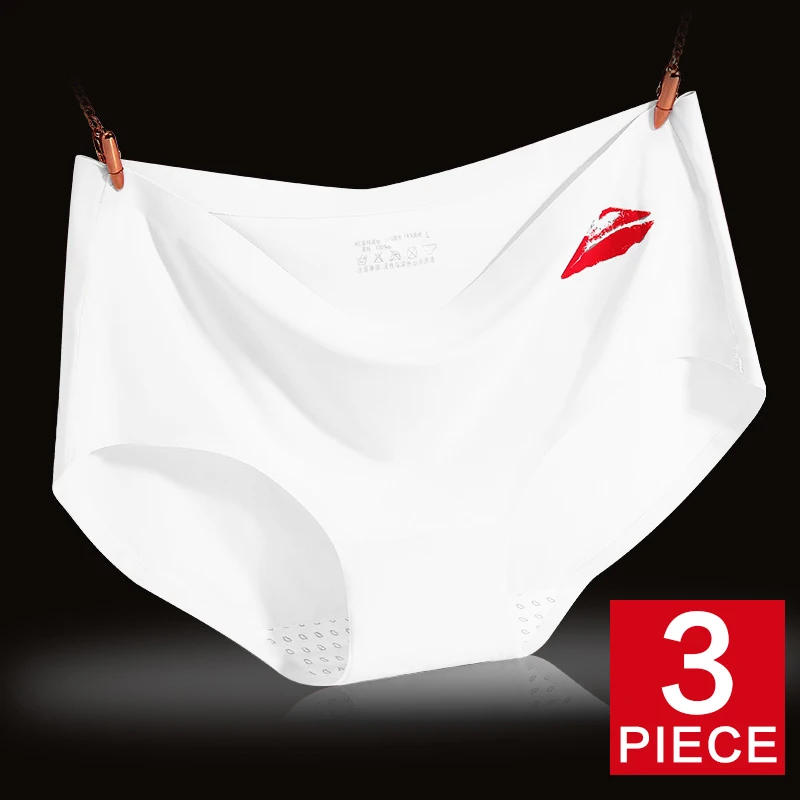 H 3pcs 3 шт./партия, женские сексуальные трусики, нижнее белье из ледяного шелка, трусы, комфортное нижнее белье, штаны со средней талией, женские стринги под брюки# F - Цвет: H 3pcs