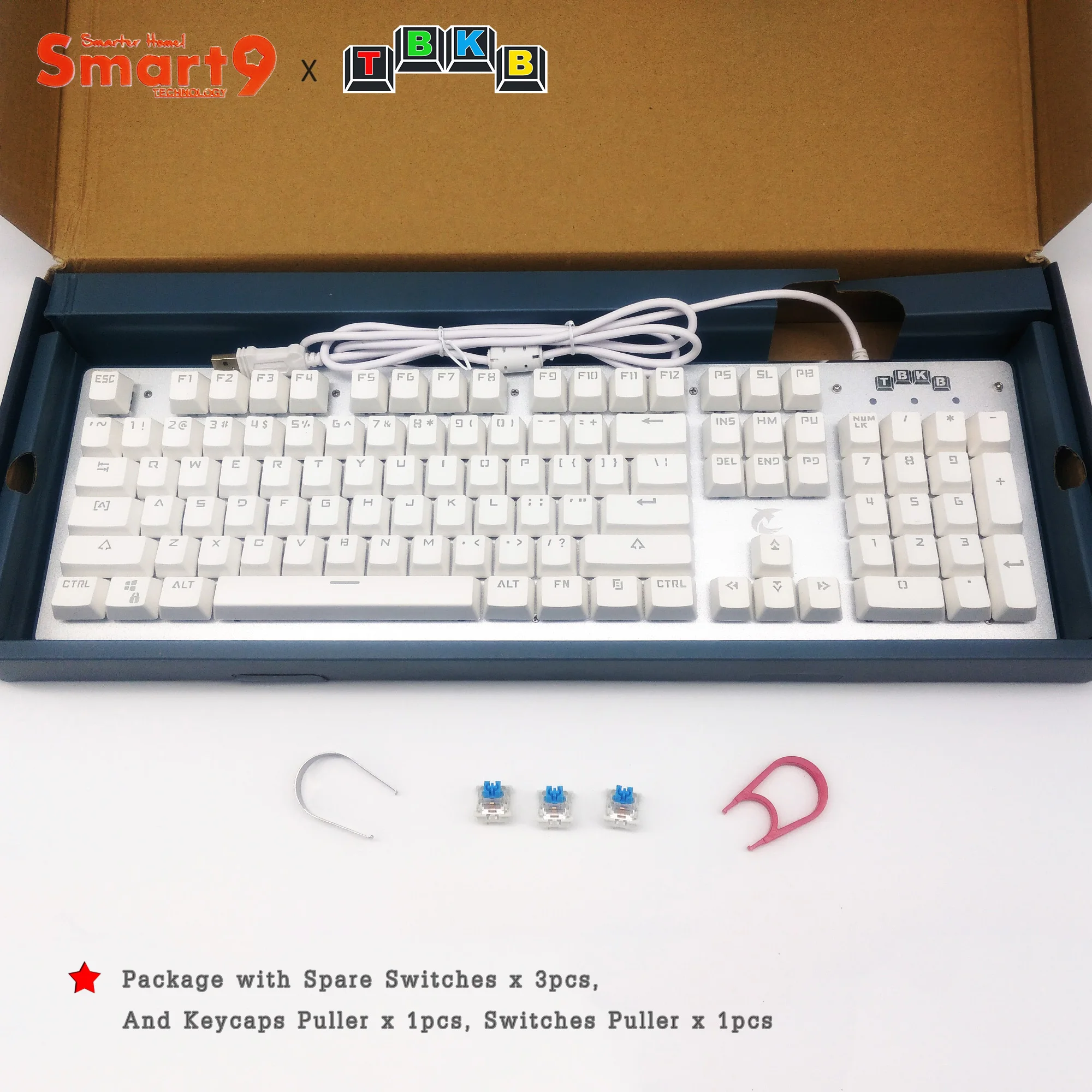 Клавиатура Механическая белая Smart9 x TBKB с клавишами горячей замены 104