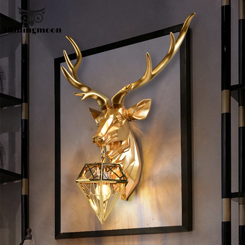 

Nordic Creative Resin Antler Wall Lamp Nordic Retro Wall Lamps for Living Room Bedroom Bedside Restaurant Lamp Wall Sconce Lamp