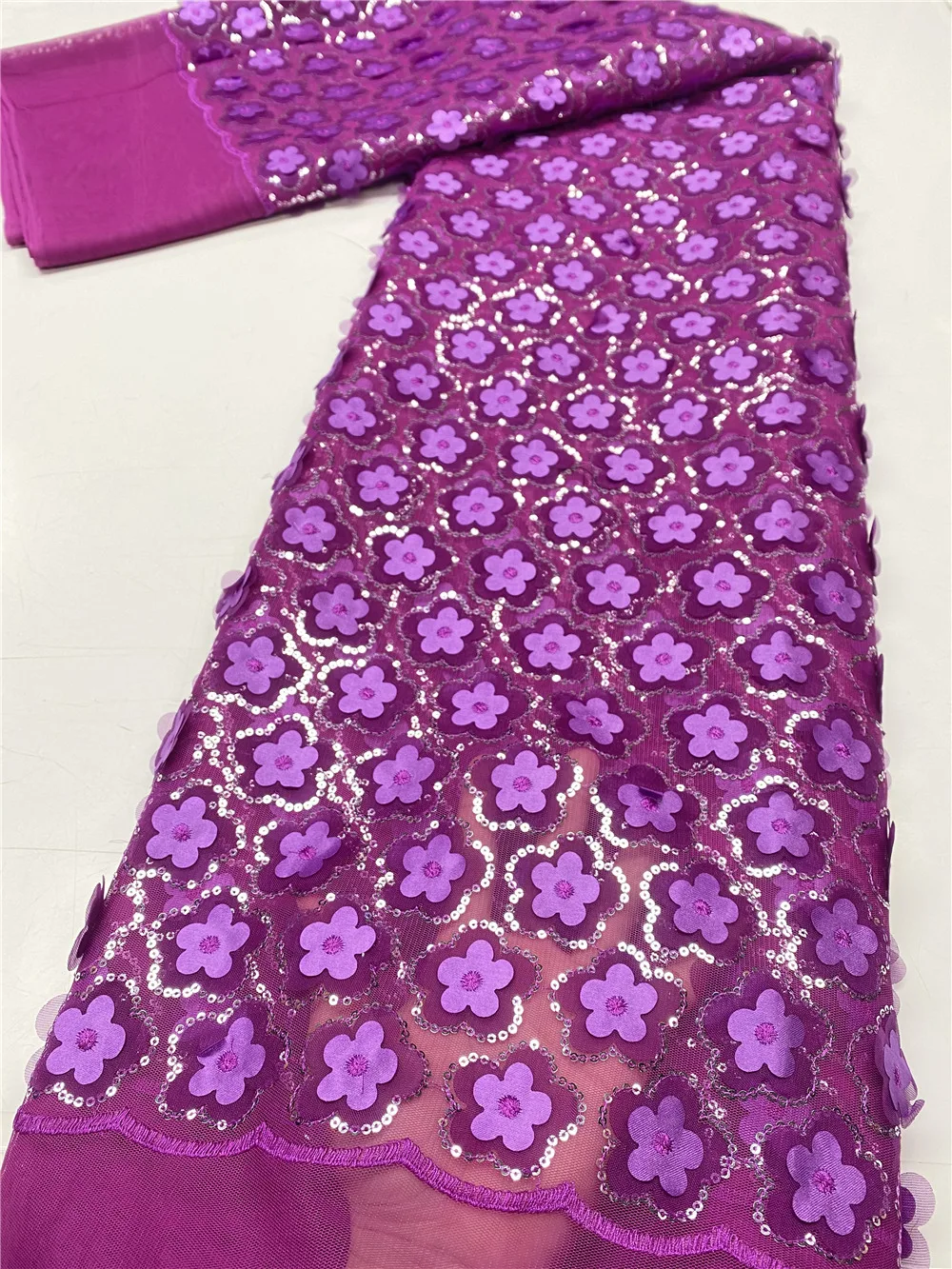 

NI.AI Nigeria Sequined Lace Fabric 5 yards 2021 New High Quality Wedding Banquet Show French African Lace Fabric 3861B