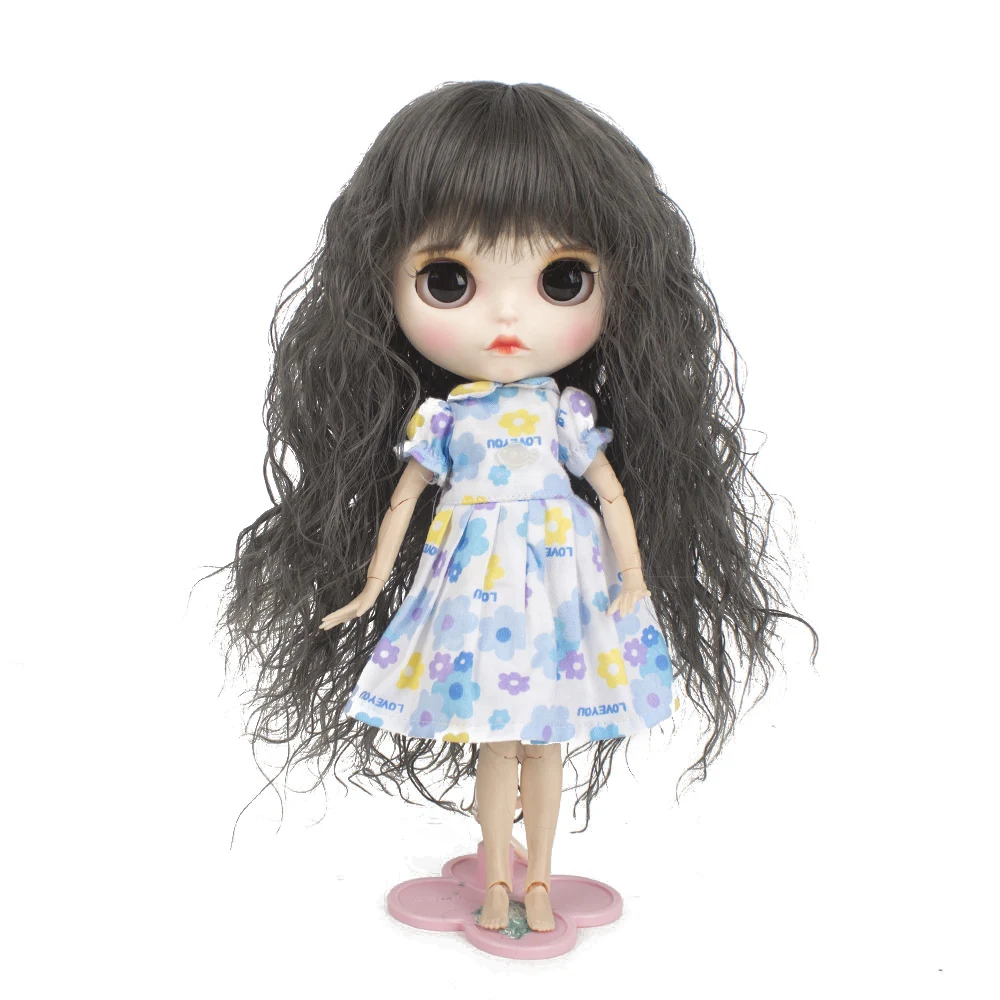 

MUZIWIG DIY Blyth Dolls Wig Long Bangs Curly Hair Doll Accessories Natural Color Wavy Wig For DIY Blyth Doll Girl Gift