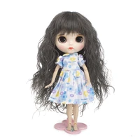 muziwig diy blyth dolls wig long bangs curly hair doll accessories natural color wavy wig for diy blyth doll girl gift