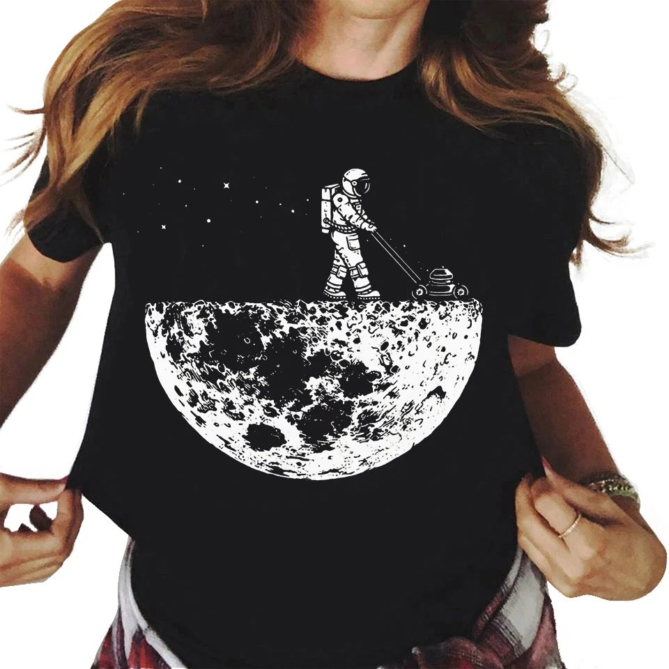 

Cool moon astronaut tshirt Highquality Lunar cleaner printing street style casual short sleeve men T shirt