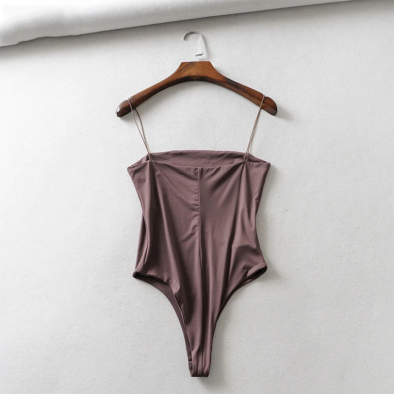 

Female sexy jumpsuit solid color sling bodysuit sleeveless bodycon summer backless streetwear outfits low cut bodysuit size ove