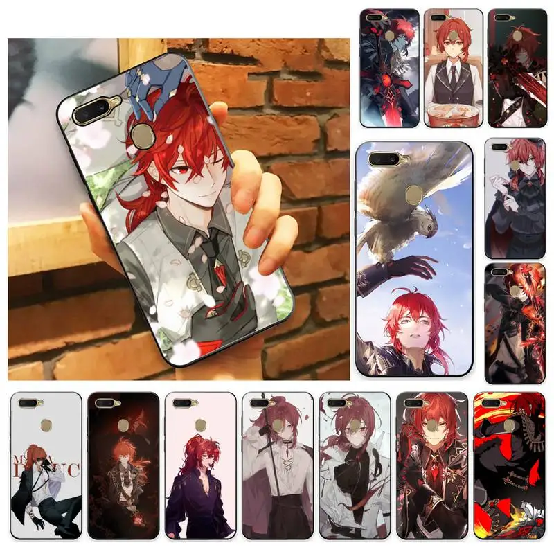 

YNDFCNB Genshin Impact Diluc Phone Case For Oppo A9 Realme C3 6Pro Coque For vivo Y91C Y17 Y19 Back Cover