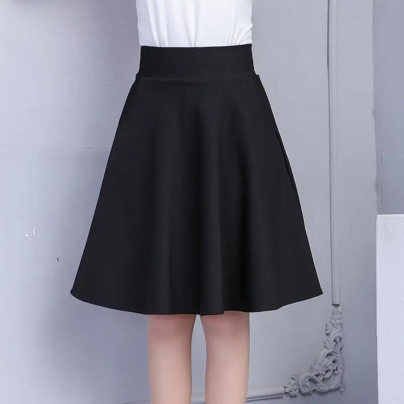 

Женская плиссированная юбка, черная повседневная юбка А-силуэта, с карманами и высокой талией, лето-осень 2021