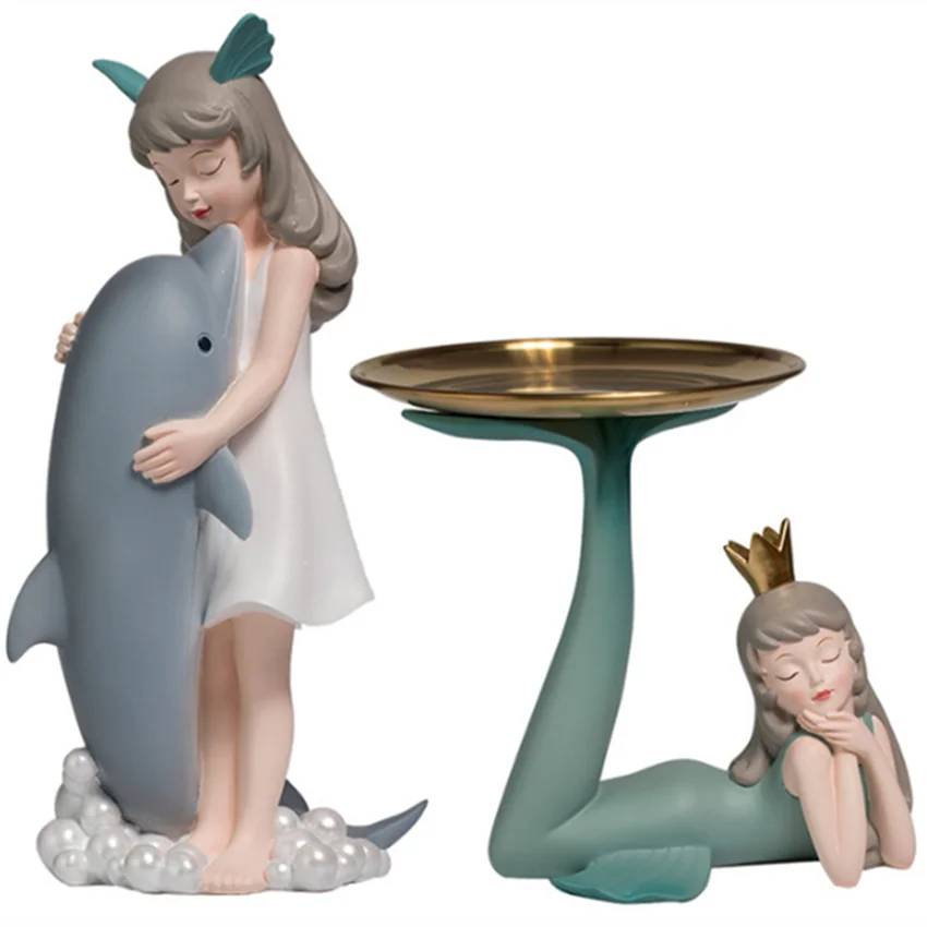 

Creative Mermaid Statue Resin Crafts Tabletop Ornaments Fairy Garden Miniatures Fashion Wedding Home Decoration Accessories