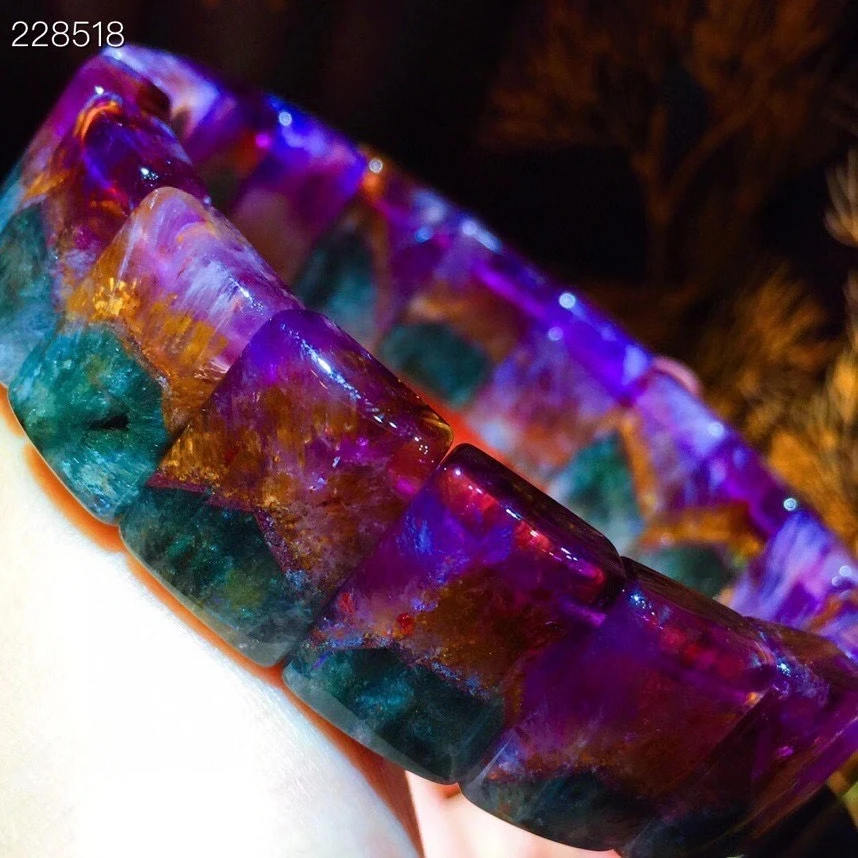 

Genuine Natural Cacoxenite Purple Auralite 23 Quartz Bracelet Women 16x11.6x6.3mm Stretch Crystal Clear Round Beads AAAAAA