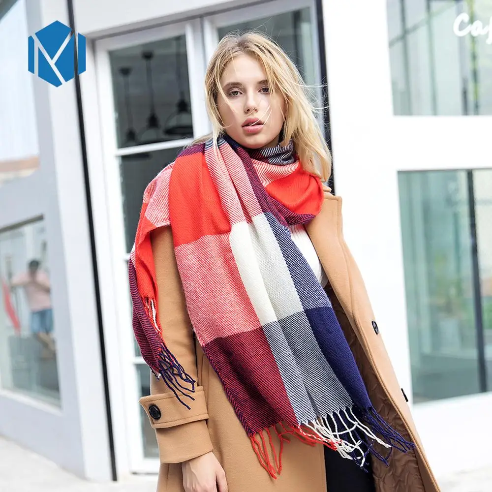 Женский шерстяной шарф miya mona теплый с кисточками зимний кашемировая шаль модный