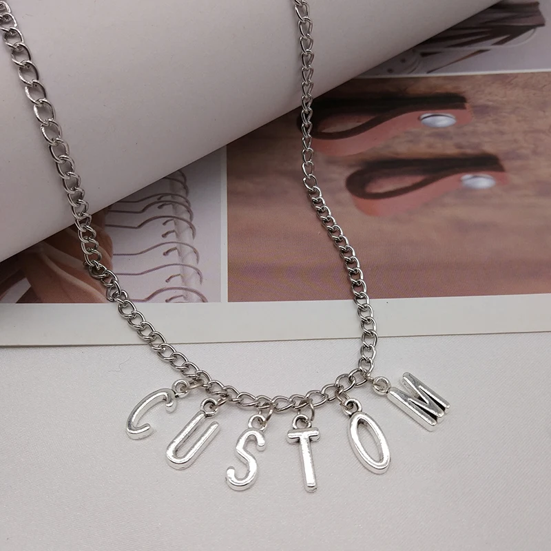 Ожерелье сделай сам с надписью и именем для женщин мужчин цепочка серебряного