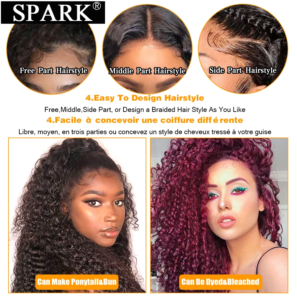 Jual Spark Ombre Renda Depan Rambut Manusia Wig Mongolia Afro Kinky Curly Digunakan Dipetik 13*4 & 4*4 Renda Frontal Wig Rambut Manusia Wig Remy