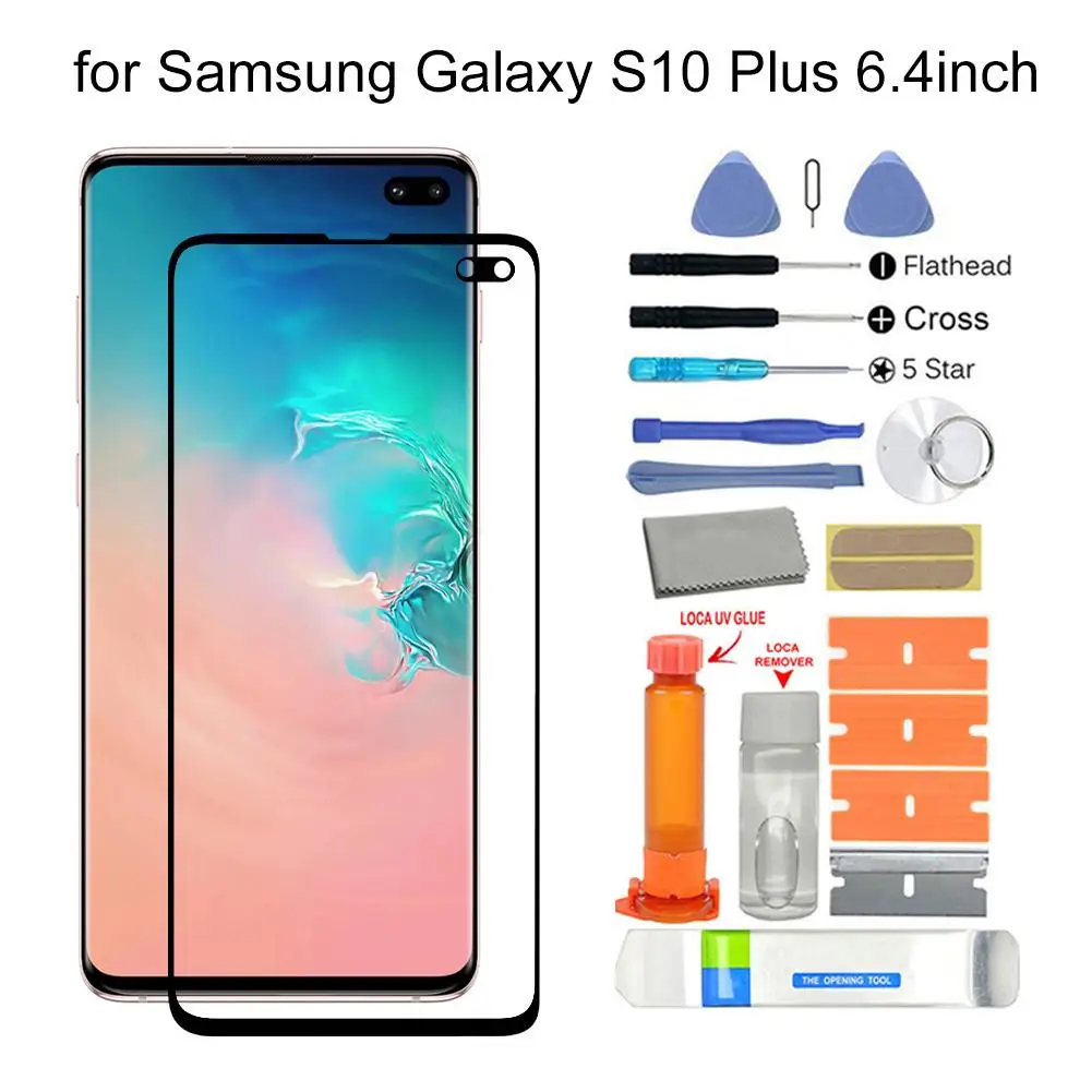 Комплект для ремонта внешнего переднего стекла экрана Samsung Galaxy S10 Plus SM G975F G975