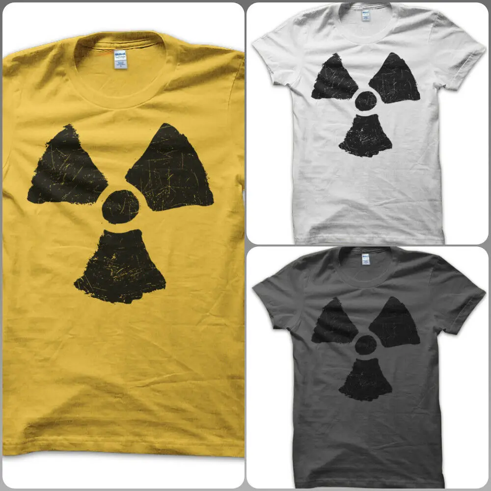 Футболка рубашка радиоактивный Логотип Символ тату знак сигнал Забавный