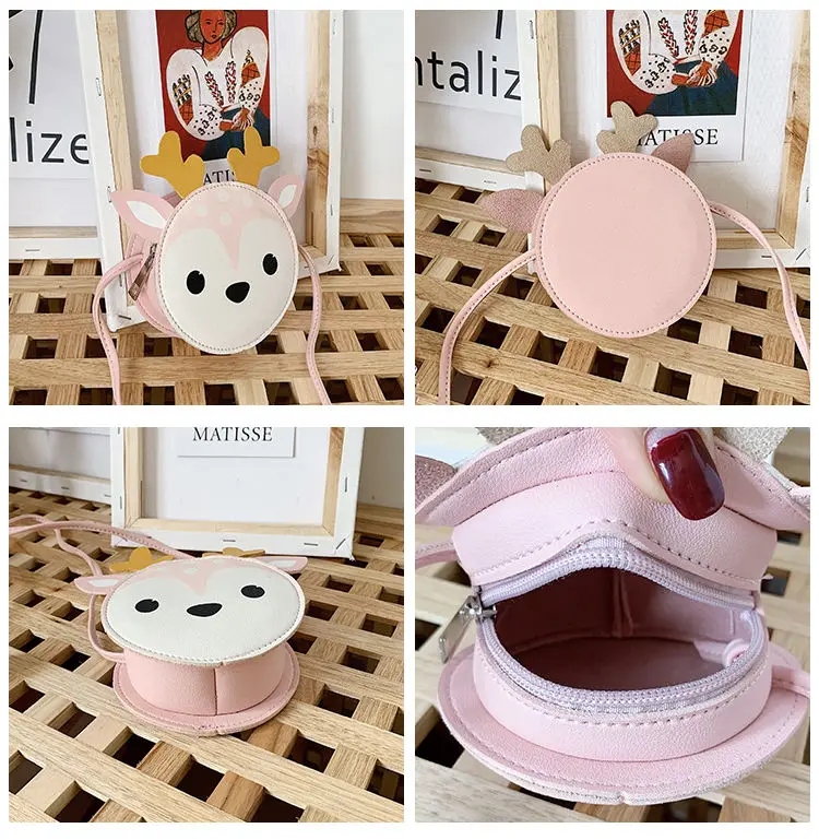 Cartoon Animal Children Coin Purse Crossbody Bags Lovely PU Leather Baby Kids Shoulder Bag Boys Girls Gifts Accessories Handbags