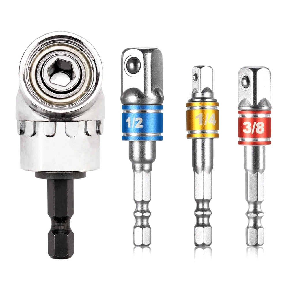 

Hot 1Set/4pcs Hex Drill Power Bit Socket Drive Adaptor Exension 1/4" 3/8" 1/2" Socket Bit Adaptor Hex Shank With Fixed Collar Ri