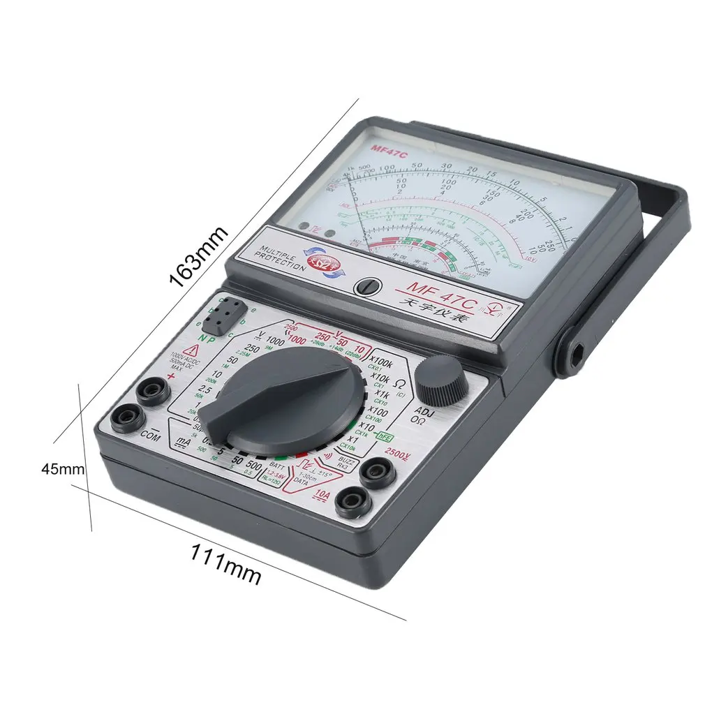 

MF-47C Analog Multimeter DC/AC Voltage Current Meter Infrared Detection Handheld hFE Tester Multitester Buzzer Battery Test