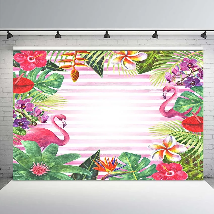 

Фон для фотосъемки с изображением фламинго, летних Гавайских каникул, цветов, ананасов, Листьев, золота