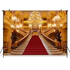 Фон для фотосъемки с изображением красной ковровой дорожки, лестницы, красавицы, животных, украшения для вечеринок, роскошный замок, светлый дворец