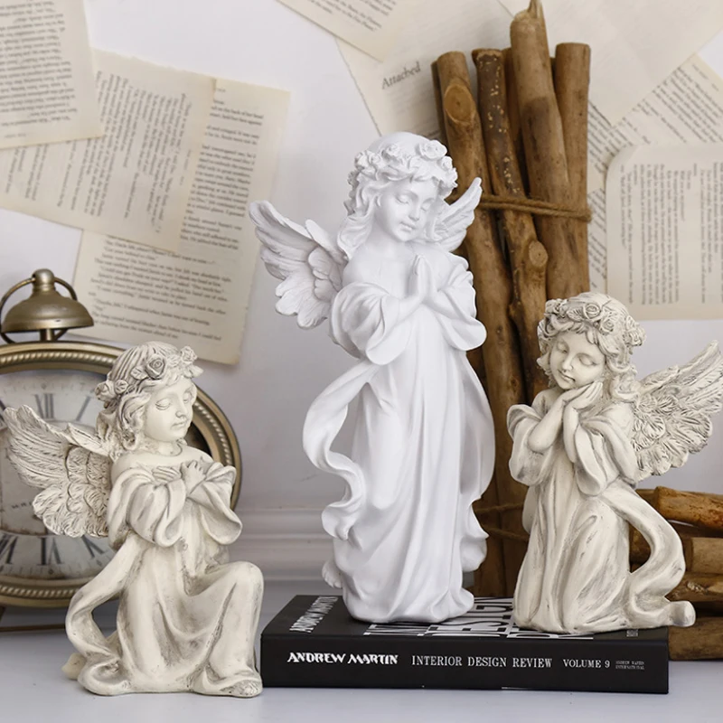

Смола красивая девушка Ангел миниатюрный украшение статуи милые Скульптура Европейский художественный эскиз модель дома Украшения фигурк...