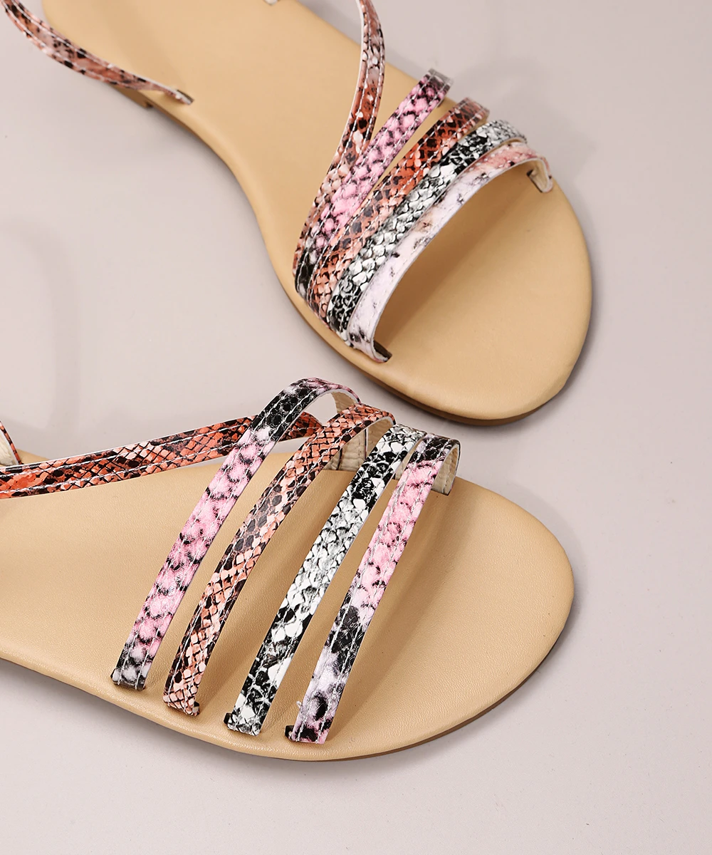 Сандалии женские уличные на плоской подошве модная повседневная обувь с